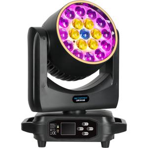 BETOPPER Moving Head Light,19x15W RGBW with Light Strip Effect Moving Head Stage Spotlight,Lightweight Disco DJLight for Party Wedding Club Bars Show1
