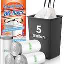 4 Gallon 80 Counts Strong Drawstring Trash Bags Garbage Bags by RayPard, Small Plastic Bags, Trash Can Liners for Home Office Kitchen Bathroom Bedroom, White Waste Basket Liners (White)