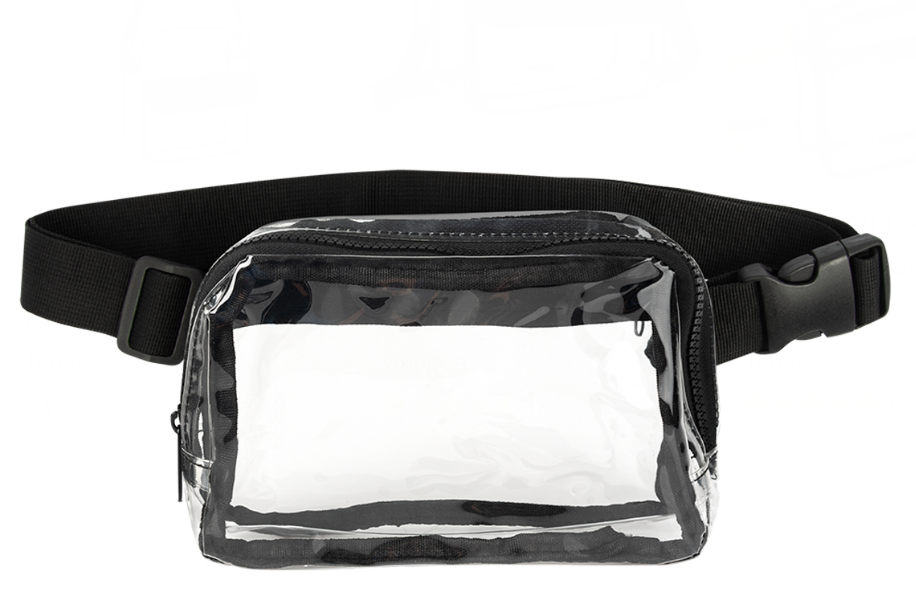 6 Anywhere Belt Bag, Clear, Black Straps