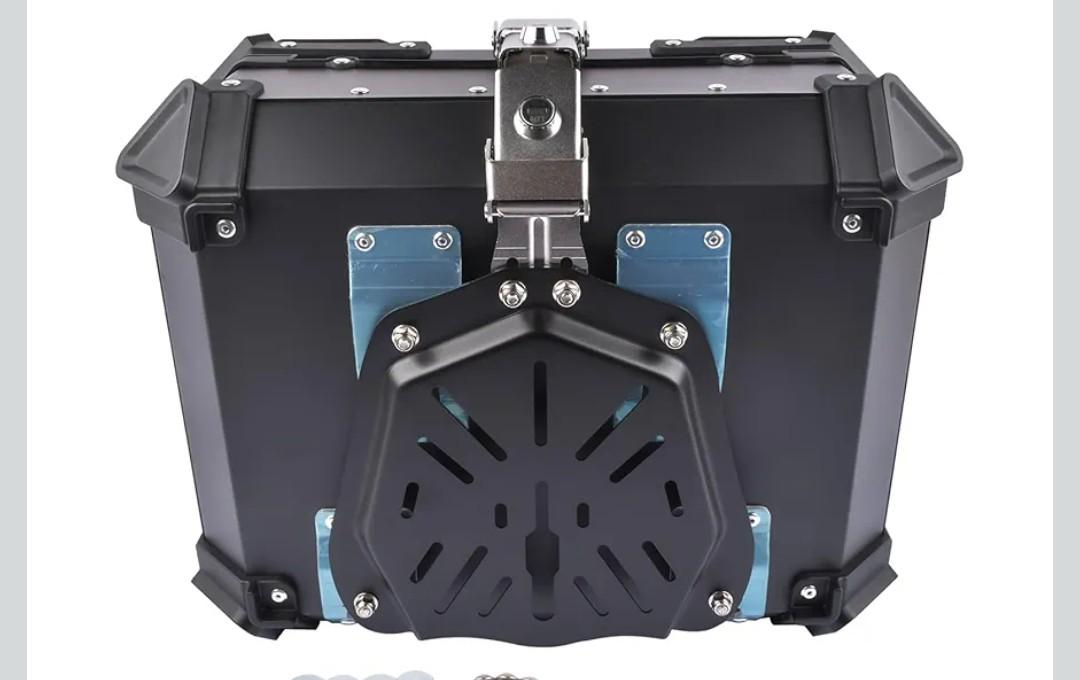 25L Motorcycle Top Case Aluminum Motorcycle Trunk Tour Tail Box with Security Lock for Storage of Luggage Waterproof Motorbike Top Case, black