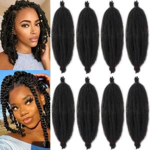 8 Packs Pre Separated Springy Afro Twist Hair 12 Inch Short Spring Twist Hair For Distressed Soft Locs Natural Black Marley Twist Crochet Braiding Hair Synthetic Hair Extension(8 Strands/Pack,1B#)
