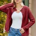 Dokotoo Cardigan Sweaters for Women 2025 Fall Outfits Long Sleeve Crochet Knit Sweaters (Medium, Red Dahlia)