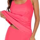 Omichic Women's Bathing Suits Swimsuits Tankini Sets for Two Piece Blouson Tank Top with Boyshorts (Pink, M)
