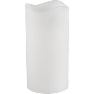 Mikasa White LED Wax Pillar Candle with Flickering Flame, 4 x 8 Inch Real Wax Flameless Candle with 5-Hour Timer, Battery Operated Decorative Candle for Home Decor and Seasonal Displays