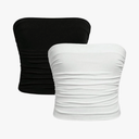 Milumia Girl's 2 Pack Tube Top Ruched Strapless Going Out Basic Bandeau Tops
size: small
