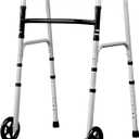 Folding Walker for Seniors - Lightweight Walker with Wheels, 8-Level Height Adjustable Elderly Walkers, Narrow Walkers for Elderly, Silver