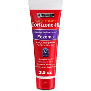 4 x Cortizone-10 Maximum Strength Intensive Healing Itch Relief Lotion for Eczema, 1% Hydrocortisone, Fast-Acting, Anti-Itch Cream for Minor Skin Irritations, Rashes and Inflammation Due to Eczema, 3.5 oz
