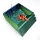 Hermit Crab Water Bowl with Climbing Ramp, Reptile Feeding Water Dish Tank Accessories, Suitable for Hermit Crab Bearded Dragon Lizard Tortoise Frog Gecko (Navy Blue)