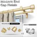Double Curtain Rod, Gold Extra Long Dual Curatin Rod for Windows 72 to 144 Inches, 1" Adjustable Heavy Duty Window Treatment Rods with End Cap Finial, Decorative Spliced Metal Drapery Rods