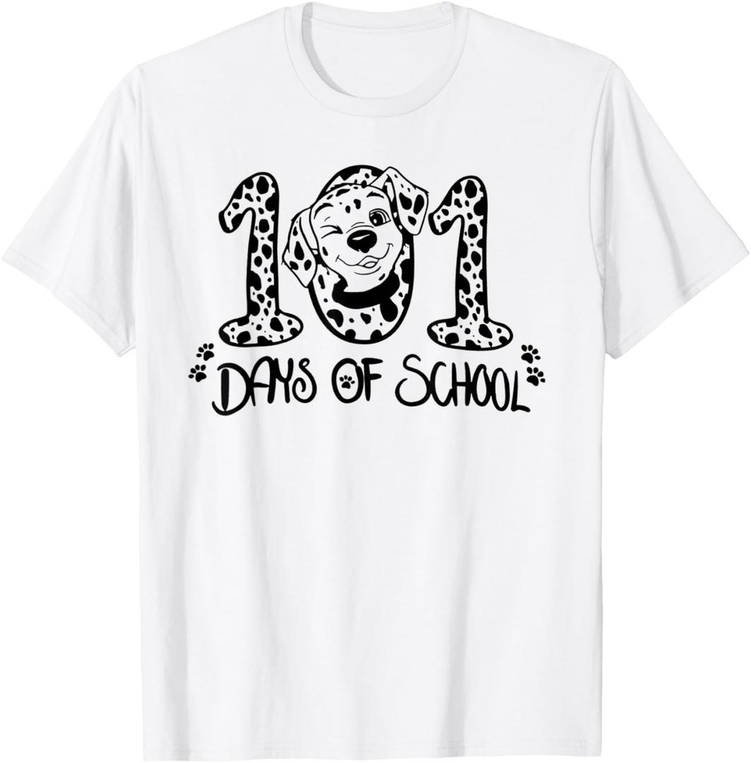 101 Days of School Dalmatic Dog T-Shirt (S, White)