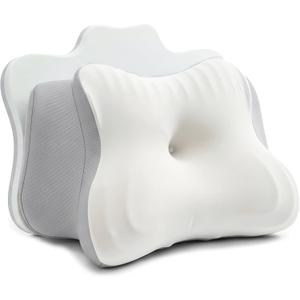 Cervical Pillow for Neck Pain & Side Sleepers Patented Ergonomic Memory Foam Pillow Adjustable Height for Back & Side Sleeping, Anti-Snoring (Grey+ White, Adjustable Height)
