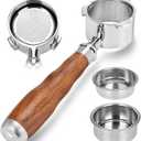51mm Bottomless Portafilter 3 Ears with 2 Filter Baskets(Single+Double Shots), 100% Stainless Steel Portafilter Compatible with De-longhi Dedica EC680, EC685 & EC885 Espresso Machine,Walnut Handle