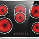 30 Inch Electric Cooktop, 5 Burner Electric Stove Top Touch Control, 8400W Built-in Ceramic Stovetop Burner 30" with Expandable Zone, Child Lock, Timer, Overheat Alert, 220-240v Hardwired