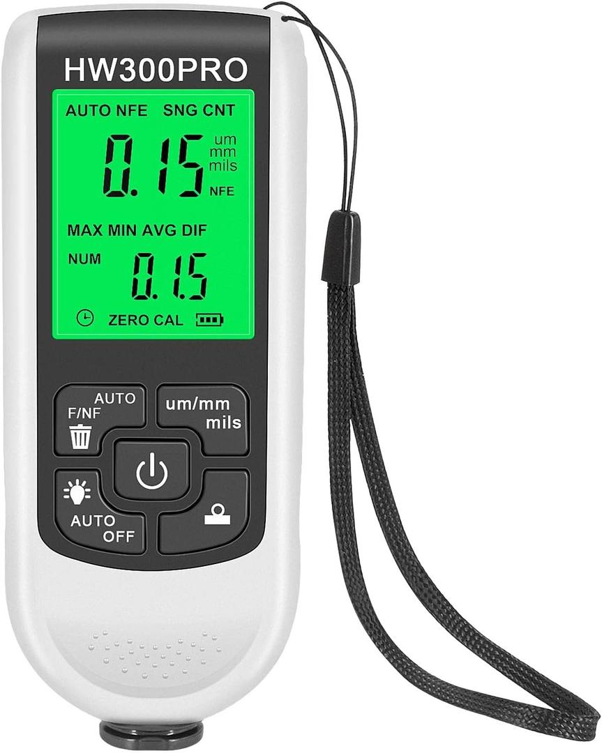 EMVANV Paint Thickness Gauge, Digital Meter Probe Paint Thickness Gauge Zero Calibration Digital Display Car Coating LCD(White)