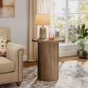 Tribesigns Round Side Table for Living Room, Farmhouse Small End Table with Fluted Base, 20-Inch Rustic Brown Nightstand, Accent Furniture for Small Space Bedroom Apartment, 19.69 inches x 19.69 inches x 23.82 inches