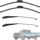 F1TZ-17526-AA 1 Pair Front Windshield Wiper Arm & Blade Kit F4TZ-17526-A Compatible With Ford F-150/F-250/Bronco 1991-1996,F-350/ F-Super Duty 1991-1997