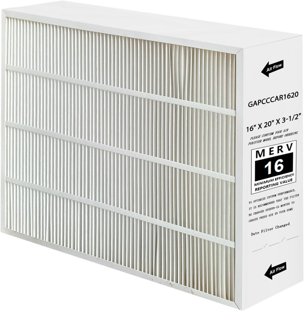 Upgraded GAPCCCAR1620 Merv16 Replacement Filter Compatible With Bryant GAPBBCAR1620-Carrier GAPCCCAR1620 GAPAAXCC1620, Purifier GAPAAXBB1620, GAPABXCC1620, GAPABXBB1620-with Size of 16" x 20" x 3-1/2"