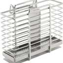 Rectangular Cutlery Holder Caddy (Stainless Steel, 5.1" H x 6.1" W x 3.1" D (Haning-type))