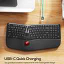 Nulea RT07 Wireless Ergonomic Trackball Keyboard - Bluetooth and 2.4G USB Connectivity, Natural Typing, Wrist Rest,Split Keyboard, USB-C Rechargeable,Compatible with Mac/Windows