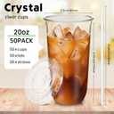 Ziliny 50 Sets Clear Plastic Cups with Lids and Straws, Disposable Iced Coffee Cups Drinking PET for Cold Drinks, Juice, Smoothie, Coffee Shops, Party, Christmas (20 oz,Clear)