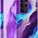 Hocase for Galaxy S24 Ultra Case, Shockproof Heavy Duty Hard Plastic+Soft Silicone Rubber Bumper Hybrid Dual-Layer Protective Case for Samsung Galaxy S24 Ultra 6.8" 2024 - Blue Purple Marble