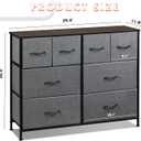 WLIVE Dresser for Bedroom with 8 Drawers, Wide Fabric Dresser for Storage and Organization, Chest of Drawers, Dressers for Living Room, Closet, Hallway, Dark Grey, 11.8"D x 39.4"W x 30.4"H