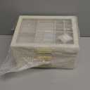 pickpiff Jewelry Box Organizer Case for Women: 3-Layer Jewelry Storage Case with Glass Window, Pure White Leather with Velvet Holder for Ring Necklace Bracelet Brooch Watch, Great Gift for Her