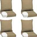 Arden Olefin Outdoor Foam Deep Seat Cushion Set (4-Pack), 24x24, Premium High-Density Foam, Never Flattens, Weather-Proof for Patio Chair Sofa Couch, Tan Hamilton