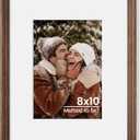 Axeman 8x10 Natural Solid Oak Wood Picture Frame with 5x7 Mat, Premium Rustic Wooden Photo Frames with Plexiglass, Poster Photo Frame Suitable for Gallery Wall Mount or Tabletop Display, Walnut