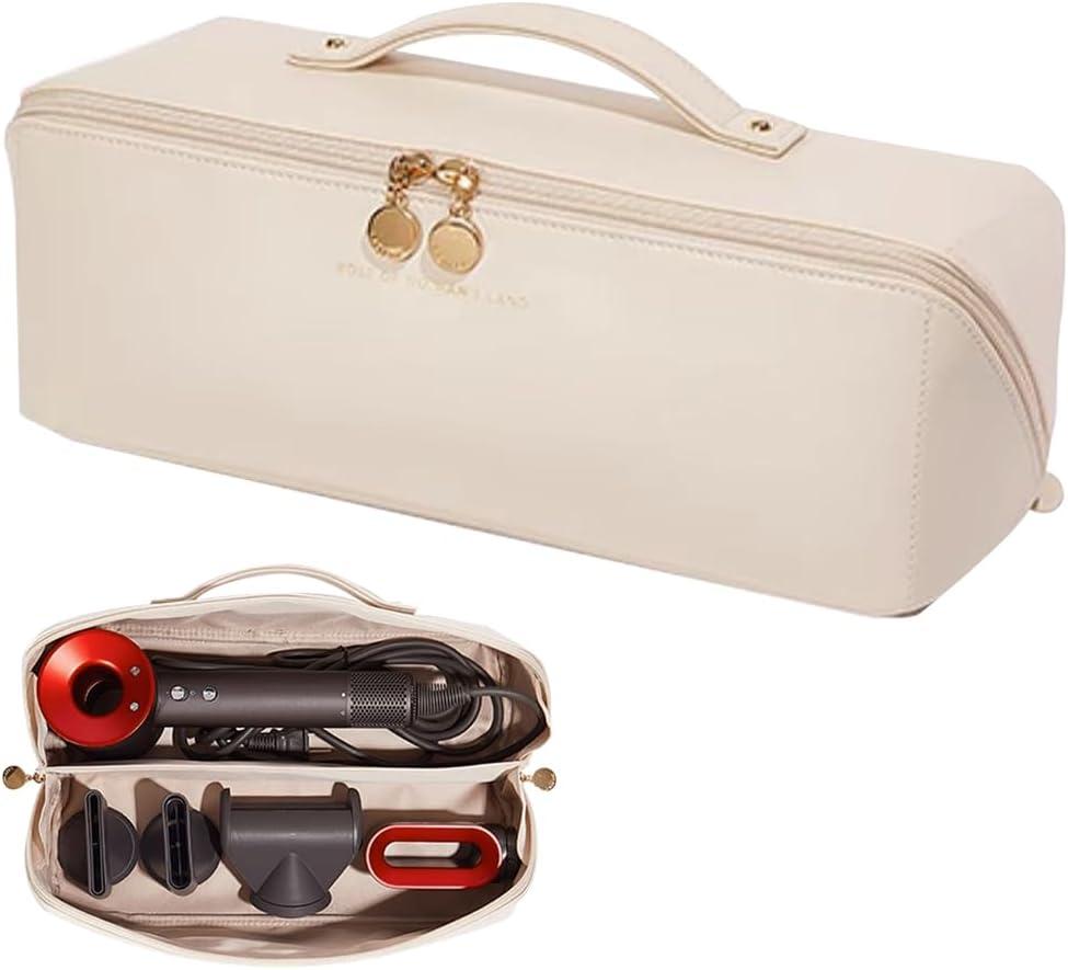 Travel Case Compatible with Dyson Airwrap Styler, Portable Supersonic Hair Dryer Travel Storage Bag, Waterproof Carrying Case Organizer for Shark Flexstyle and Attachments (White)