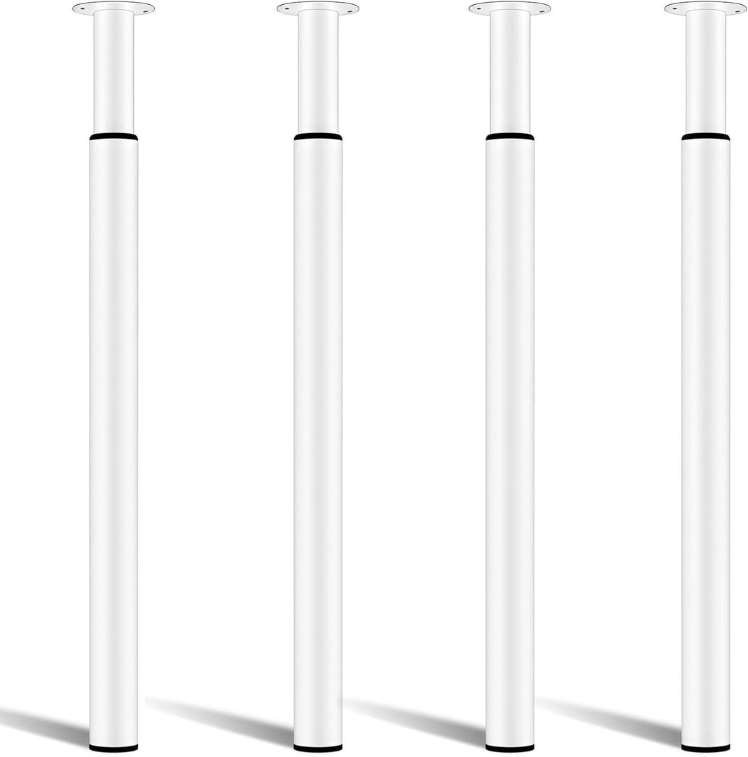 Adjustable Metal Table Leg, Desk Legs 28-43 inch, 4 Pcs Folding Office Table Legs Kitchen Furniture Worktop Support Legs White