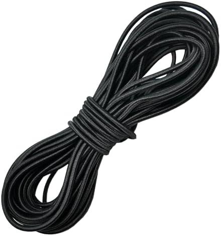 ZUSHALLMY 1/8-inch (3 mm) Round Black Elastic Cord – 11 Yards – Stretch Shock Cord, Bungee Rope, Black Elastic String Cord for Sewing, Craft, DIY, Mask, Drawstring