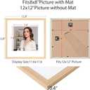 12x12 Picture Frame Set of 9, Display Pictures 8x8 with Mat or 12x12 without Mat, Multi Collage Gallery Square Photo Frames for Wall or Tabletop, Natural Wood