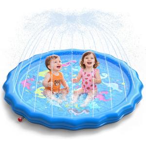 QPAU Splash Pads for Toddlers 1-3, Durable 67" Baby Splash Pad, Outdoor Sprinkler for Kids Toddler Toys, Summer Water Play Mat for Girl Boy Birthday Gift 2 Year Old