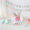 Standing Easter Bunny Decor with Stretchable Legs Large Rabbits Plush Gnome Figurine Cute Easter Decorations for Home Office Front Door Kitchen Farmhouse Spring Ornamen (Pink)