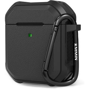 Airpods Case Cover, Ztacking Airpods 2 & 1 Protective Hard Case Rugged Full-Body Shockproof with Keychain Front LED Visible Designed for Airpod Case 2nd Generation - Black