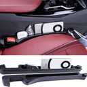 Car Seat Gap Filler 2 Pack, Auto Seat Side Gap Filler Organizer with Storage Slot & Hook, 3 in 1 Carseat Gap Spacer Plug Strip Universal Fit Car SUV Truck Fill The Gap Between Seats & Console, Black