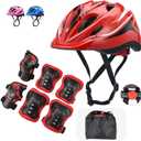Kids Helmet & Knee Pad Set - Adjustable Elbow & Wrist Guards for Bike, Skateboard, Scooter - 5-12yrs 