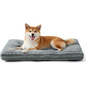 FURTIME Washable Dog Bed Medium Size Dogs, Deluxe Dog Crate Beds Comfy Fluffy Kennel Pad Anti-Slip Pet Sleeping Mat, Machine Washable Dogs Pillow, 29"x21"x3", Gray