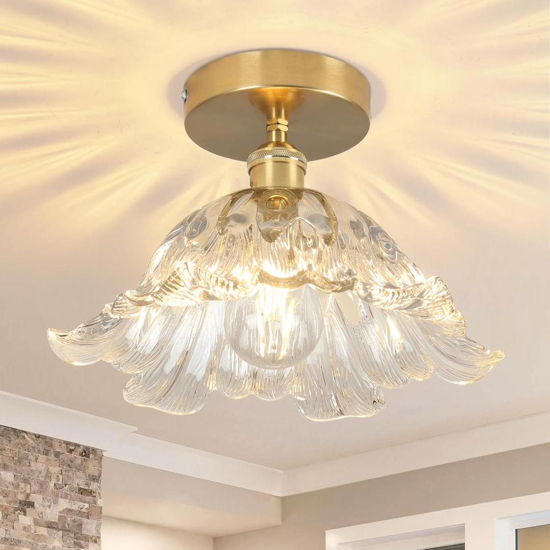 Semi Flush Mount Ceiling Light,Hallway Vintage Lights Fixture Ceiling Transparent 11" E26 Vintage Light Fixtures for Closet Hallway Kitchen Dining Room
