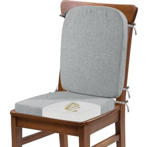 HOMBYS Kitchen Chair Back Cushion & Seat Cushion, Dining Room Chair Cushions,Seat Cushions for Kitchen Chairs,High Density Foam Seat Pad & Backrest,Chair Pads for Dinning Chair with Elastic Bands,grey, 17 x 19.7 x 1.5 inches