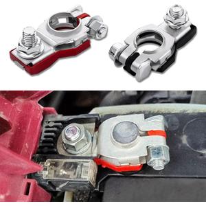 2PCS Battery Terminal Connector, Positive & Negative Auto Battery Cable Terminal Top Post With Plastic Bottoms, Top Post Batteries Connectors Compatible with Cars, Vans, Trucks and More (2PCS)