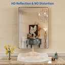 WEER 22X30 Inch Brushed Nickel Bathroom Mirror, Brushed Silver Metal Frame Mirror, Rounded Rectangle Silver Bathroom Vanity Mirror, Tempered Glass, Anti-Rust, Hangs Horizontally or Vertically