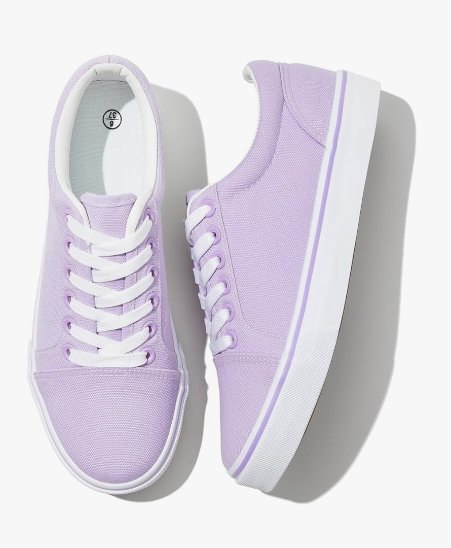 Shupua Women's Canvas Sneakers - White, Casual, Classic, Spring/Summer, Solid, Flat Heel, Athletic Shoes, Skateboarding, Lace-Up, Bow, Rubber Sole, Not Water Resistant, Adult Women's Size 6-37