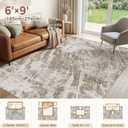 DMOYEST 6x9 Washable Area Rug: Abstract Modern Non-Slip Carpet, Soft Low Pile Indoor Neutral Easy Clean Floor Rugs for Living Room Bedroom Dining Room Kids & Pets - Brown