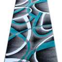 Masada Rugs Sophia Collection Hand Carved Area Rug Modern Contemporary Turquoise Grey Black (2 Feet 8 Inch X 10 Feet) Runner