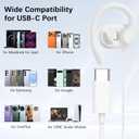 Open Ear USB C Headphones for Samsung S26 Ultra S25 FE S23 A17 A36,Over Ear Buds Type C Earphones Wired with Adjustable Ear Hooks for iPhone 17 Pro Max 17e 16e 16 Plus 15,USB-C Headset for iPad A16 10 (White)