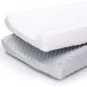 The Peanutshell Baby Girl or Boy Changing Pad Covers Set of 2 - Ultra Soft, Plush Baby Cover - Fits Standard Changing Table Pads, Durable, Machine Washable Sheets - Grey & White Minky