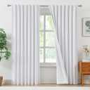 Greyish White Blackout Curtain Panels 95 Inches Long for Living Room, Home Office, Back Tab/Rod Pocket Thermal Insulated Window Treatment Panels for Bedroom, 52" w 8ft, 2 Panels