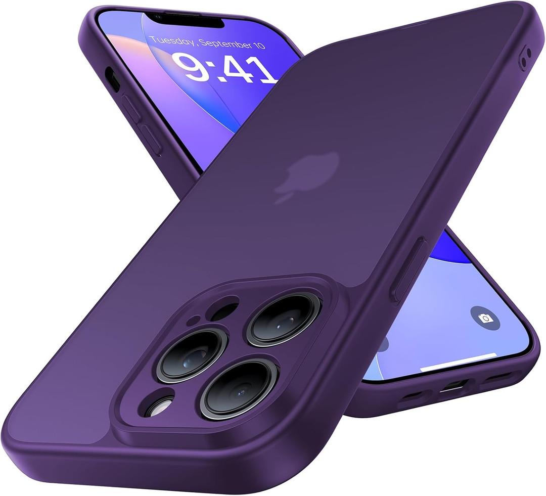 Shockproof for iPhone 14 Pro Max Case, [Camera Protection] [Military-Grade Drop Protection] Protective Anti-Yellow Slim Translucent Skin-Friendly for iPhone 14 Pro Max Phone Case, Purple